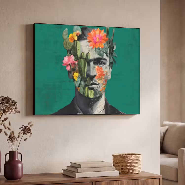 Man - Planten - Groen Textielframe - compleet frame klein -sfeer3