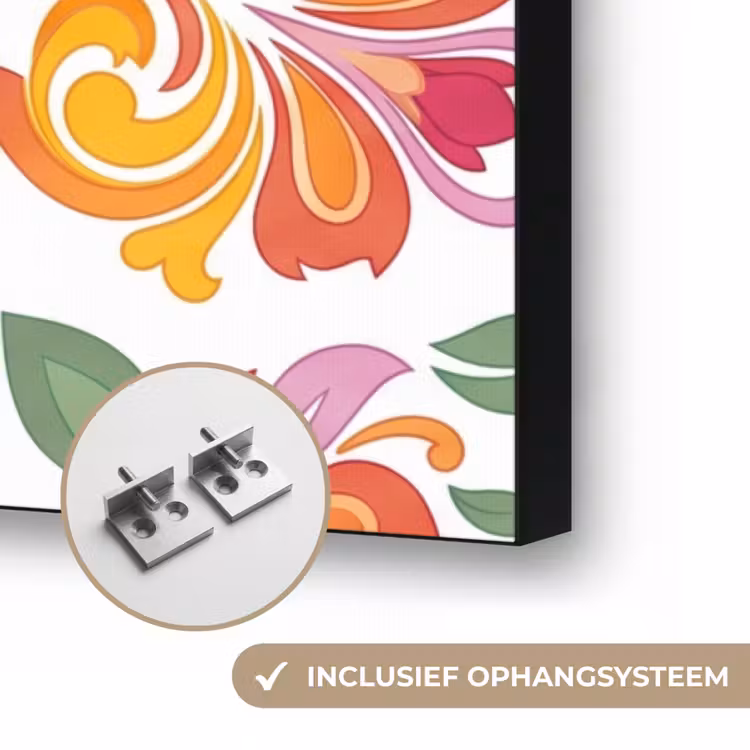 Mandala - Bloemen - Decoratie - Kleurrijk - Abstract Textielframe zwart klein -USP_ophangsysteemNL