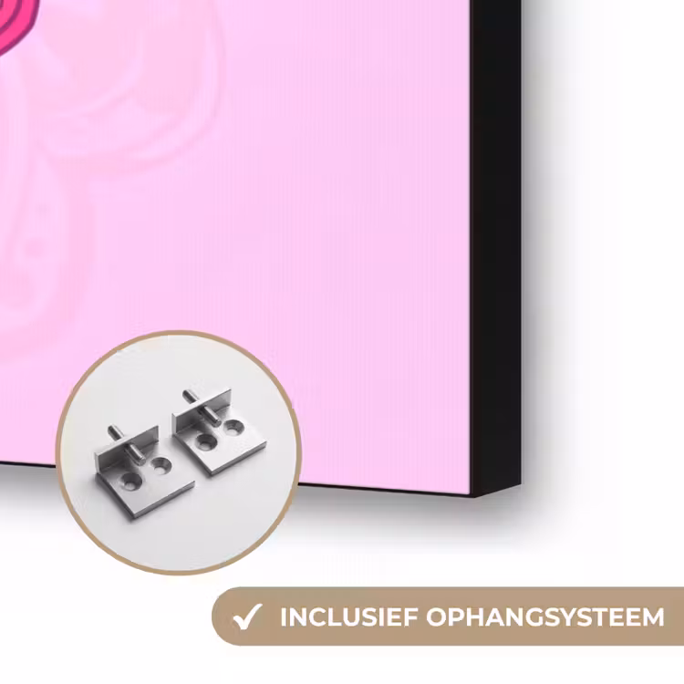 Mandala - Cirkel - Spiritueel - Oosters - Roze Textielframe zwart klein -USP_ophangsysteemNL