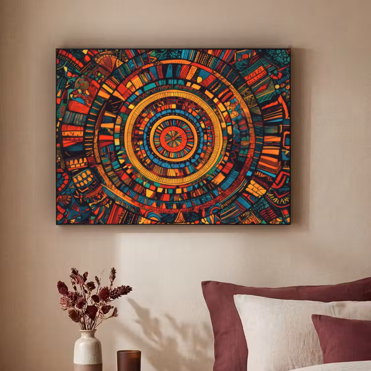 Mandala - Cirkels - Patronen Textielframe zwart klein -sfeer1