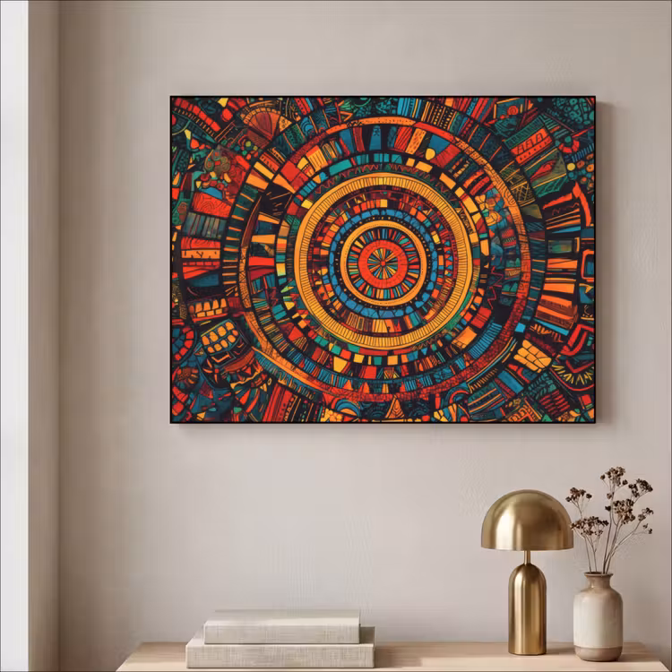 Mandala - Cirkels - Patronen Textielframe zwart klein -sfeer2