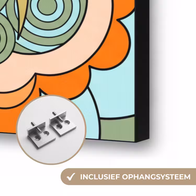 Mandala - Geometrisch - Kunst - Decoratief - Kleurrijk Textielframe zwart klein -USP_ophangsysteemNL