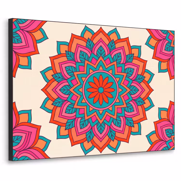 Mandala - Patroon - Abstract - Kleurrijk - Modern Textielframe zwart klein -3d