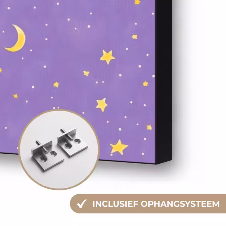 Manen - Sterren - Paars Textielframe zwart klein 947 -USP_ophangsysteemNL