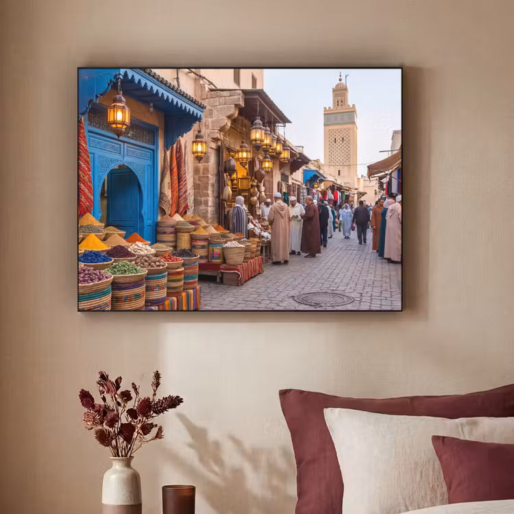 Art frame - Markt - Oosters - Kleurrijk - Markt - Oosters - Kleurrijk Textielframe zwart klein