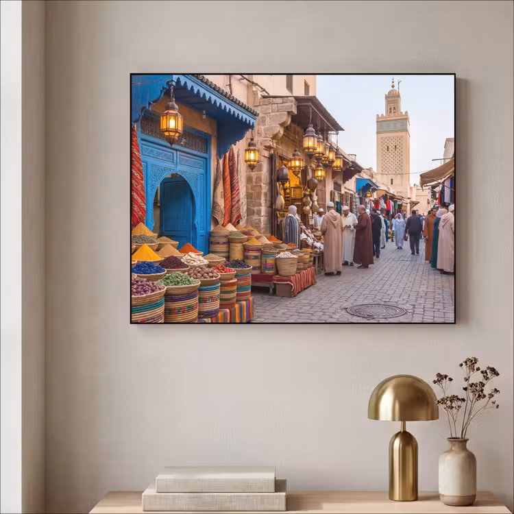 Art frame - Markt - Oosters - Kleurrijk - Markt - Oosters - Kleurrijk Textielframe zwart klein
