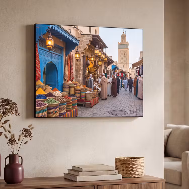 Art frame - Markt - Oosters - Kleurrijk - Markt - Oosters - Kleurrijk Textielframe zwart klein