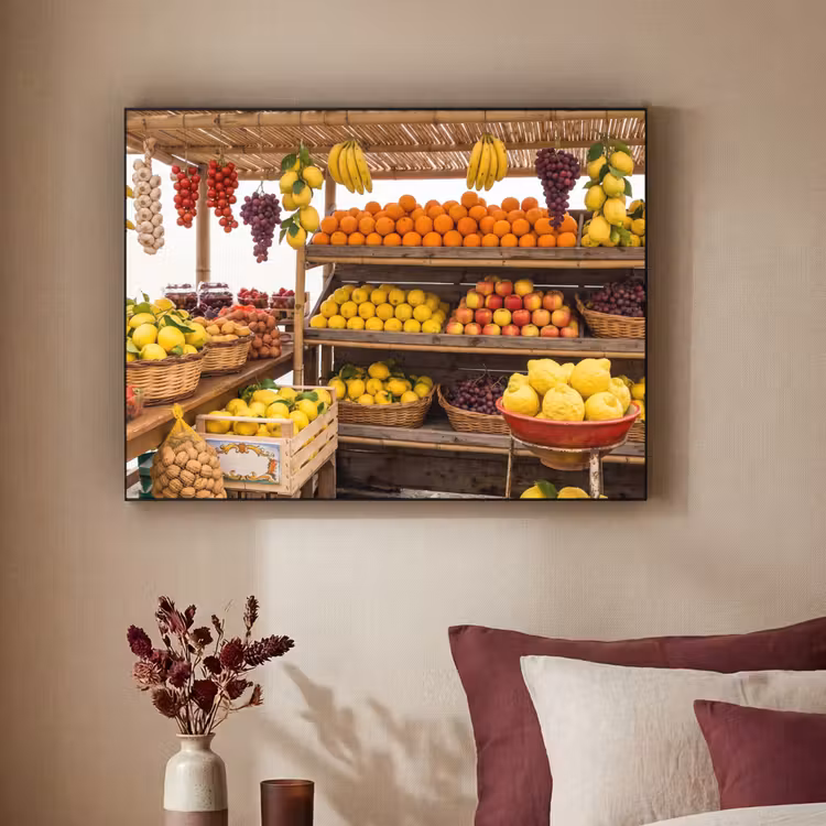 Art frame - Marktkraam - Fruit - Vers - Marktkraam - Fruit - Vers Textielframe zwart klein
