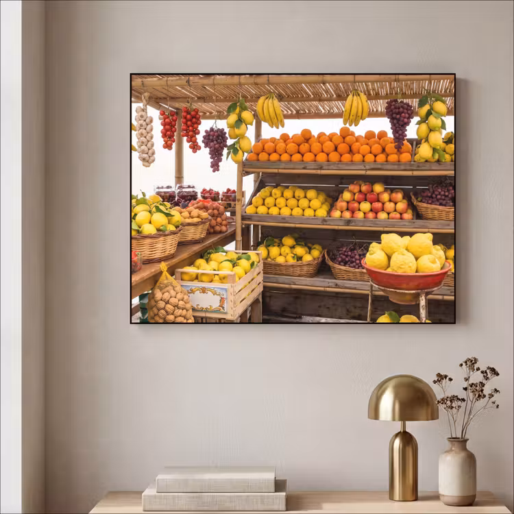Art frame - Marktkraam - Fruit - Vers - Marktkraam - Fruit - Vers Textielframe zwart klein