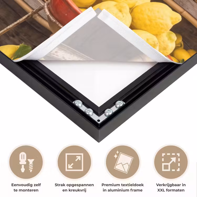 Art frame - Marktkraam - Fruit - Vers - Marktkraam - Fruit - Vers Textielframe zwart klein