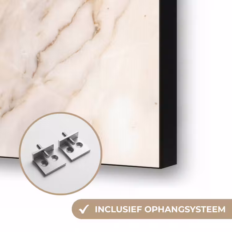 Marmer - Ader - Abstract - Wit - Goud Textielframe zwart klein -USP_ophangsysteemNL