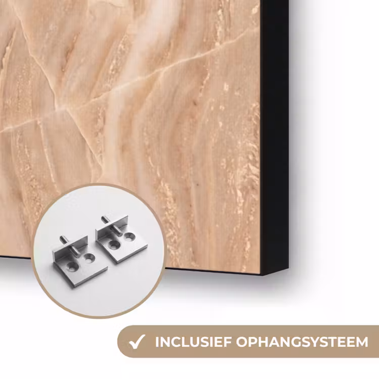 Marmer - Ader - Natuur - Abstract - Beige Textielframe zwart klein -USP_ophangsysteemNL