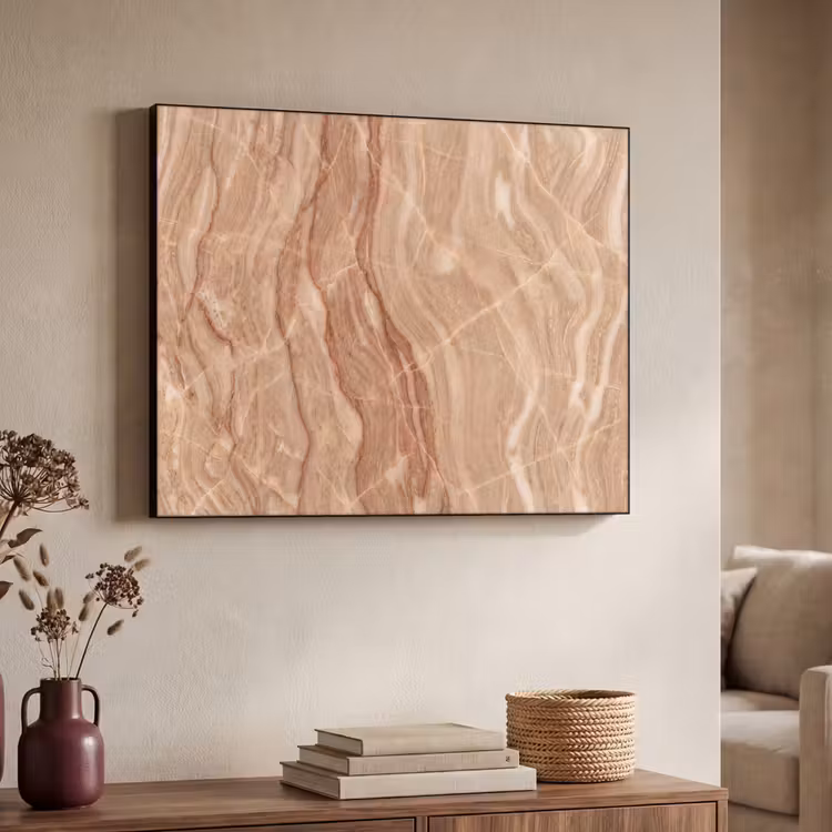 Marmer - Ader - Natuur - Abstract - Beige Textielframe zwart klein -sfeer3