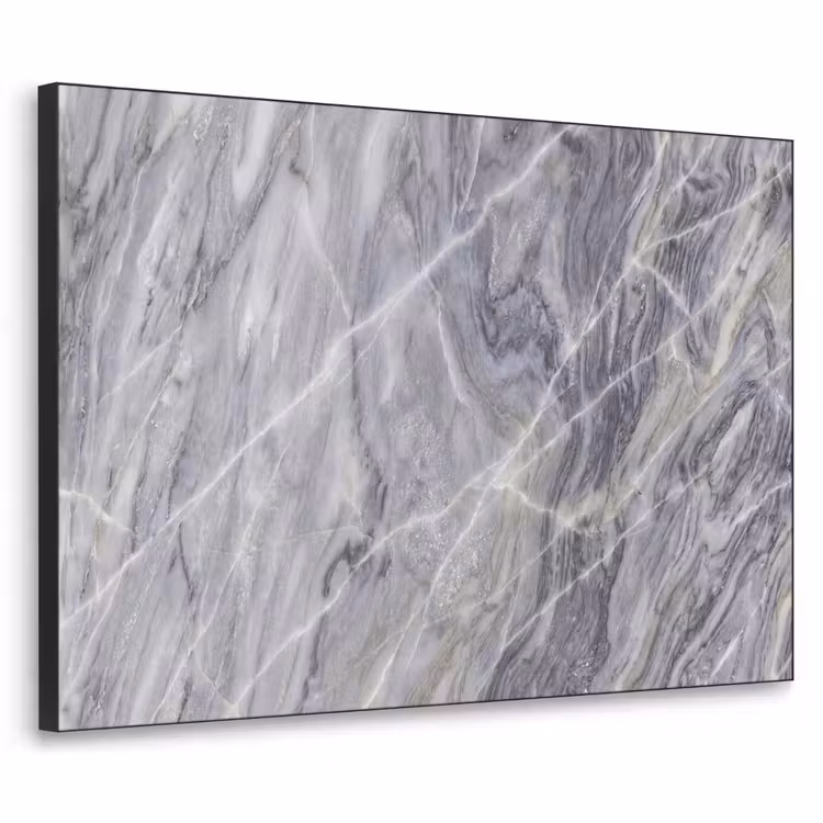 Marmer - Ader - Patroon - Abstract - Grijs Textielframe zwart klein -3d