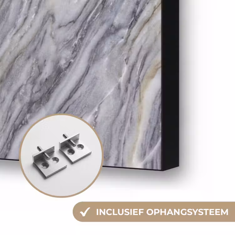 Marmer - Ader - Patroon - Abstract - Grijs Textielframe zwart klein -USP_ophangsysteemNL