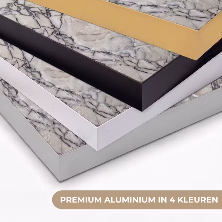 Marmer - Aderen - Patroon - Wit - Grijs Textielframe zwart klein -USP_kleurenNL