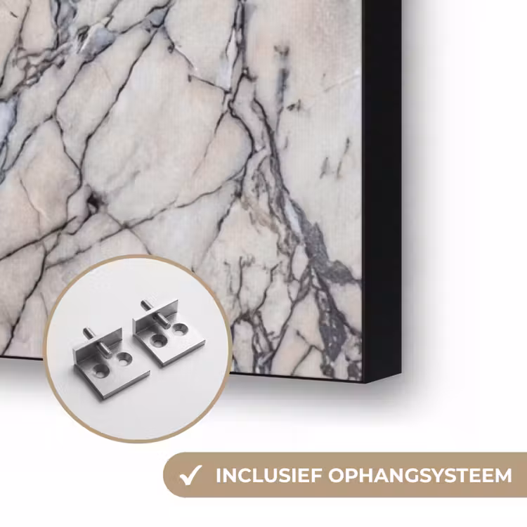 Marmer - Aderen - Patroon - Wit - Grijs Textielframe zwart klein -USP_ophangsysteemNL