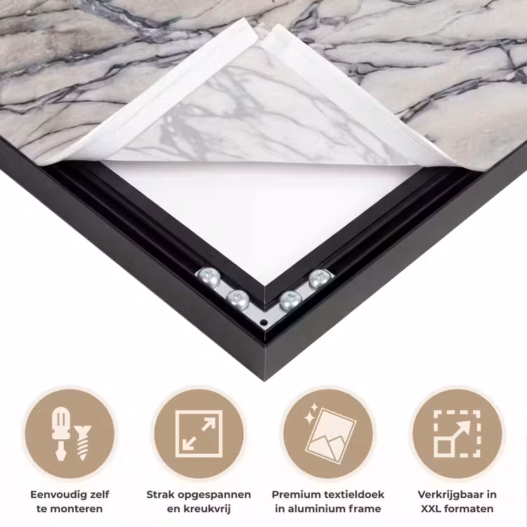 Marmer - Aderen - Patroon - Wit - Grijs Textielframe zwart klein -USP_feed_closeupNL