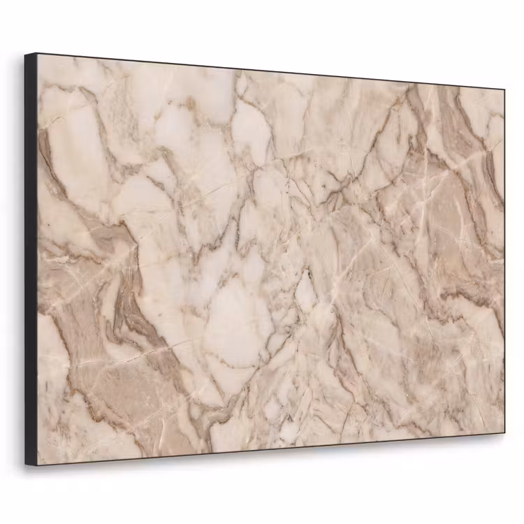 Marmer - Aderen - Textuur - Beige - Modern Textielframe zwart klein -3d