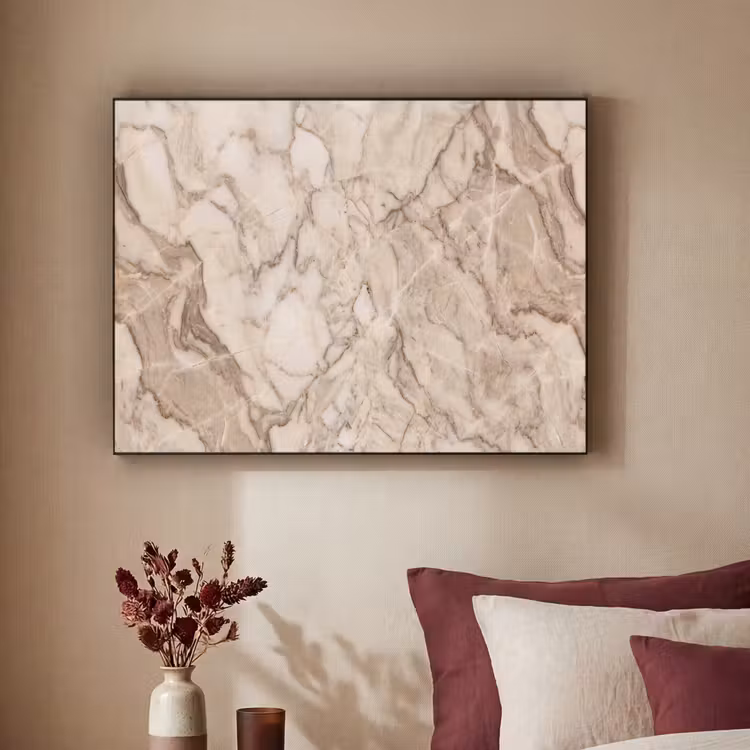 Marmer - Aderen - Textuur - Beige - Modern Textielframe zwart klein -sfeer1