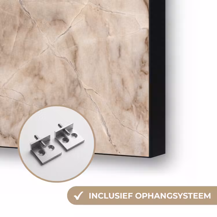 Marmer - Aderen - Textuur - Beige - Modern Textielframe zwart klein -USP_ophangsysteemNL