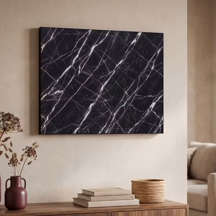 Marmer - Aders - Abstract - Zwart Textielframe zwart klein -sfeer3