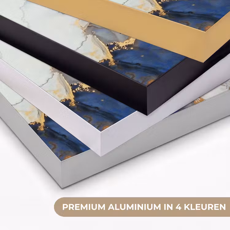 Marmer - Blauw - Goud Textielframe zwart klein -USP_kleurenNL
