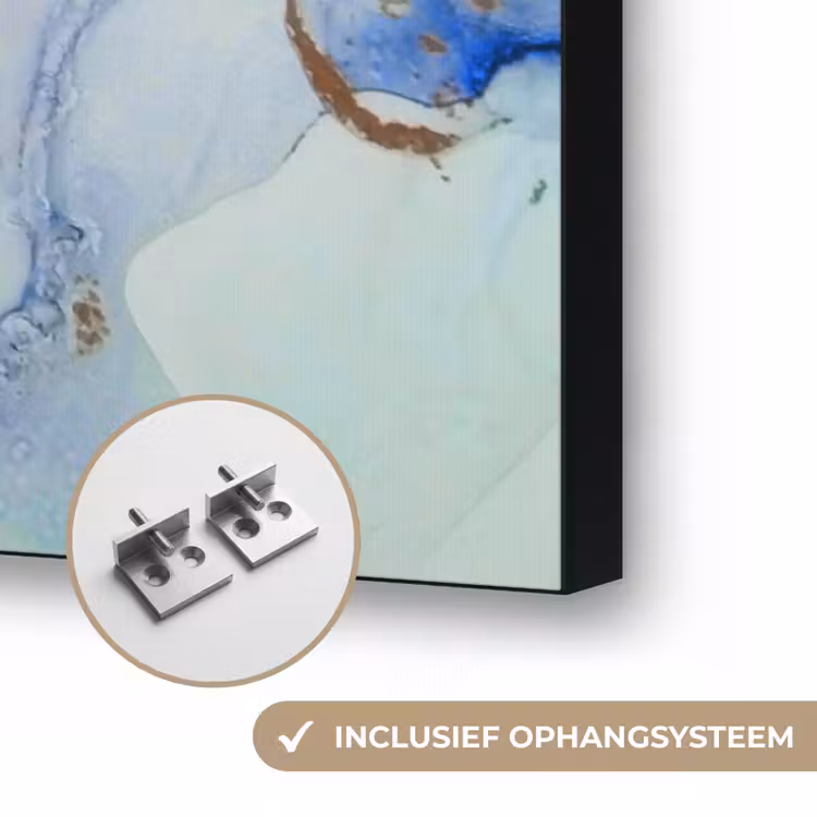 Marmer - Blauw - Goud Textielframe zwart klein -USP_ophangsysteemNL