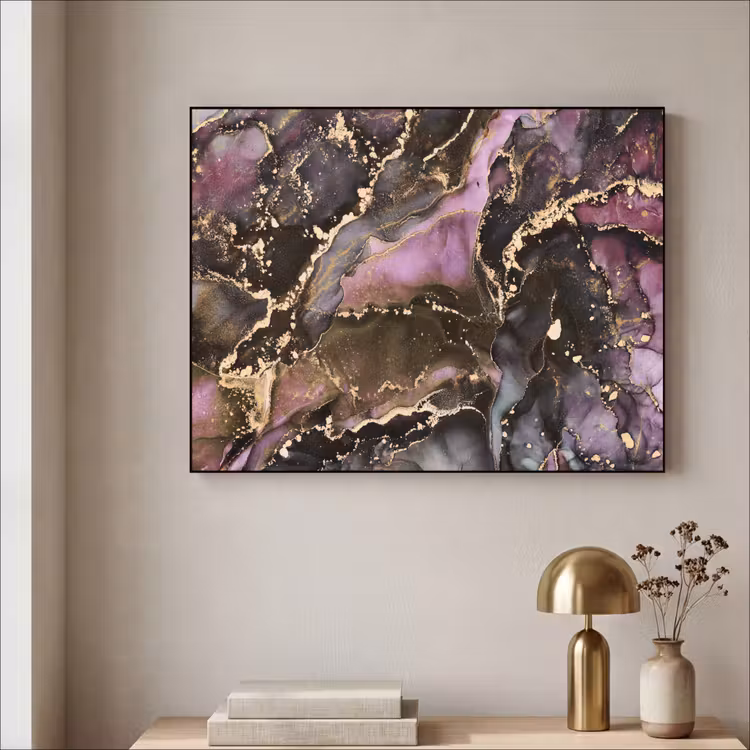Marmer - Gold - Steen - Abstract Textielframe zwart klein -sfeer2