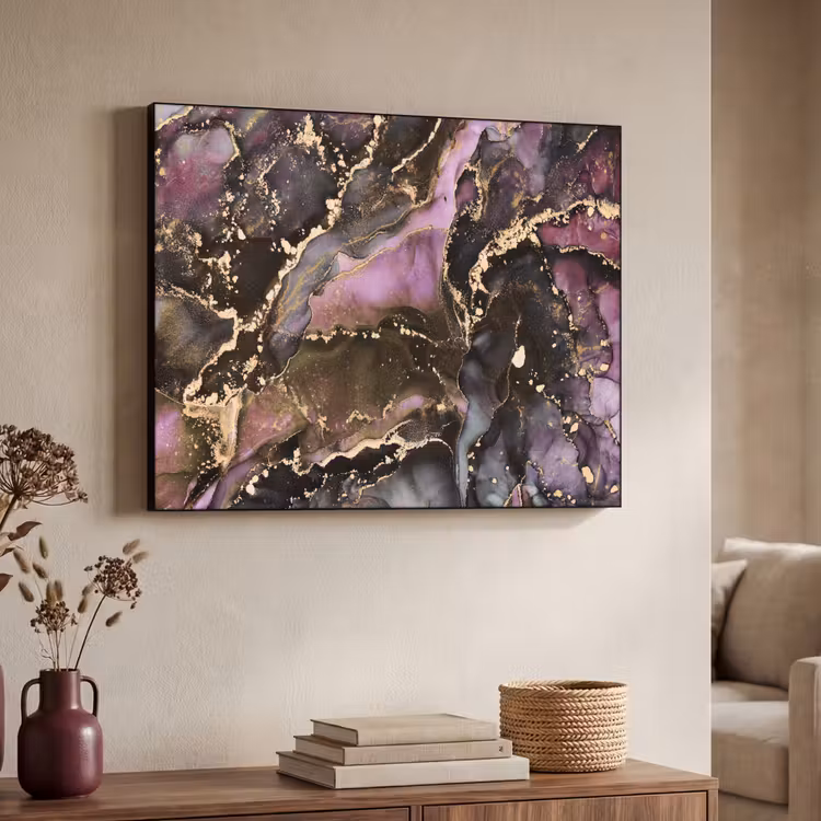 Marmer - Gold - Steen - Abstract Textielframe zwart klein -sfeer3