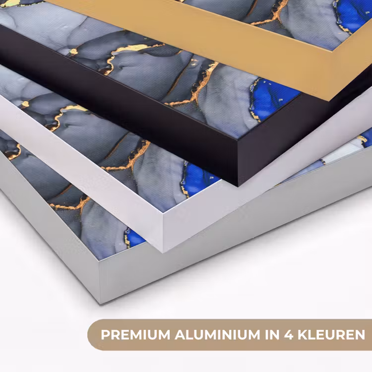 Marmer - Goud - Abstract - Blauw Textielframe zwart klein -USP_kleurenNL