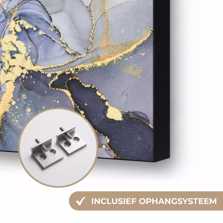 Marmer - Goud - Abstract - Blauw Textielframe zwart klein -USP_ophangsysteemNL
