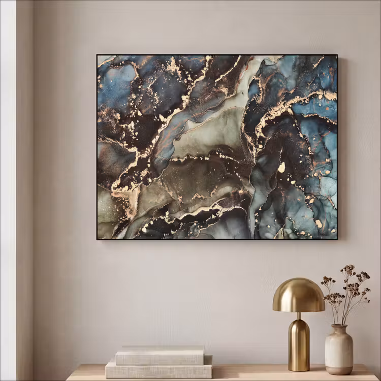 Marmer - Goud - Groen Textielframe zwart klein -sfeer2