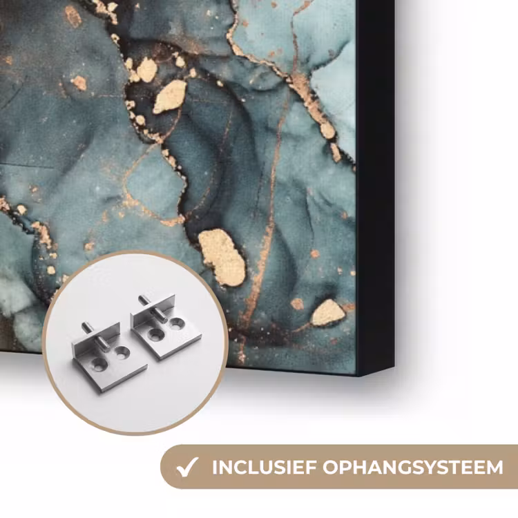 Marmer - Goud - Groen Textielframe zwart klein -USP_ophangsysteemNL