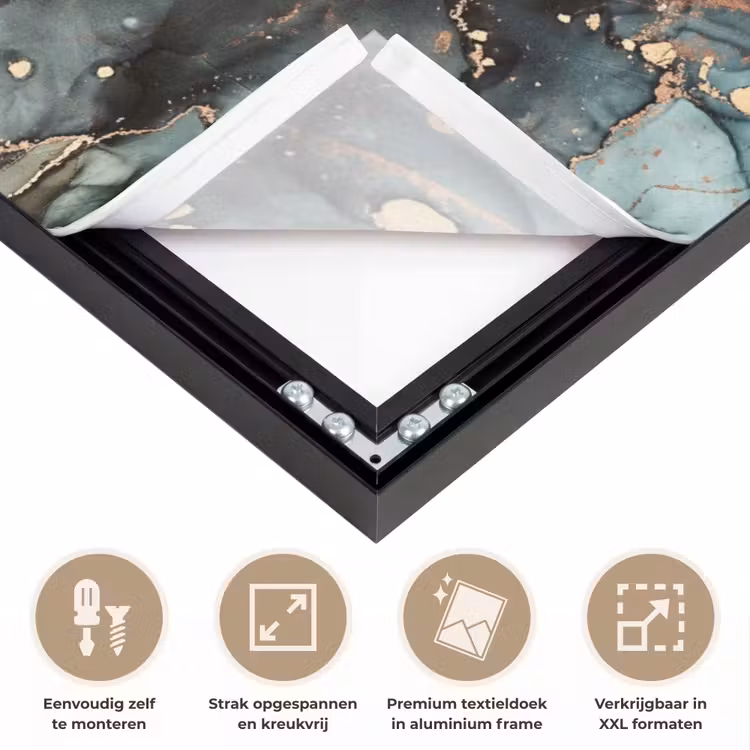 Marmer - Goud - Groen Textielframe zwart klein -USP_feed_closeupNL