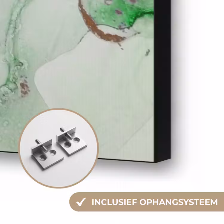 Marmer - Goud - Groen - Luxe Textielframe zwart klein -USP_ophangsysteemNL