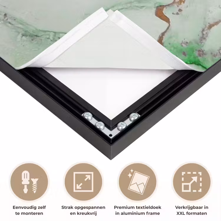 Marmer - Goud - Groen - Luxe Textielframe zwart klein -USP_feed_closeupNL
