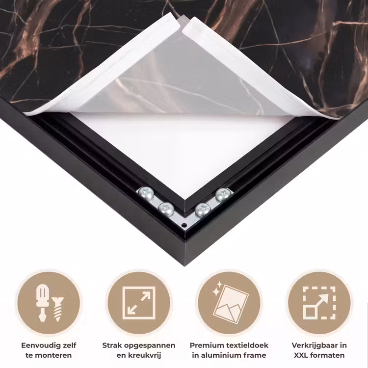 Marmer - Goud - Patroon - Luxe - Zwart Textielframe zwart klein -USP_feed_closeupNL