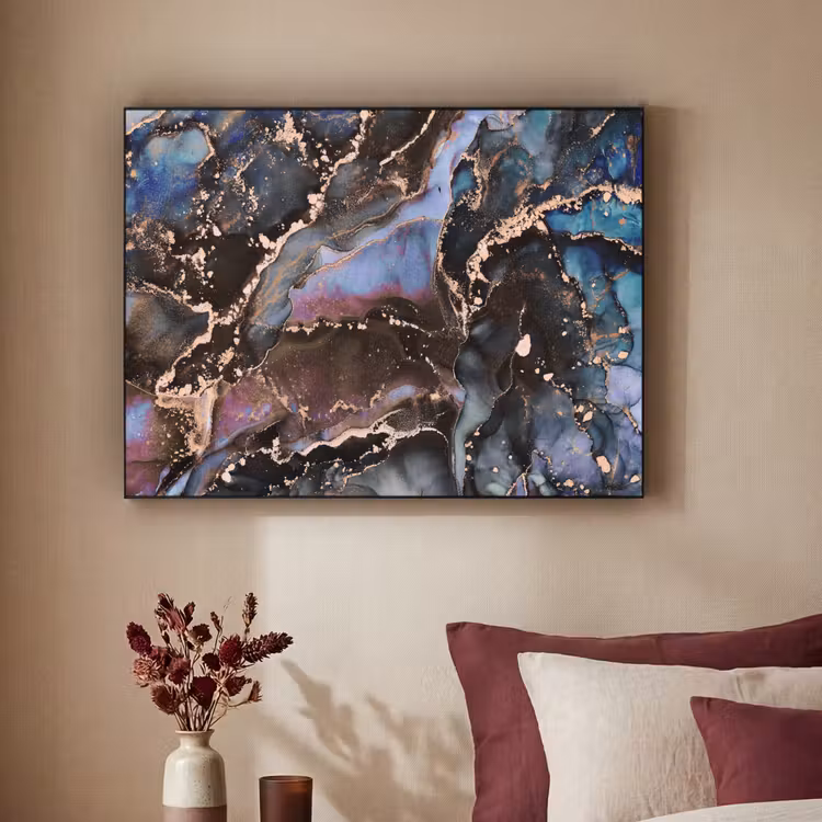 Marmer - Goud - Rosé Textielframe zwart klein -sfeer1