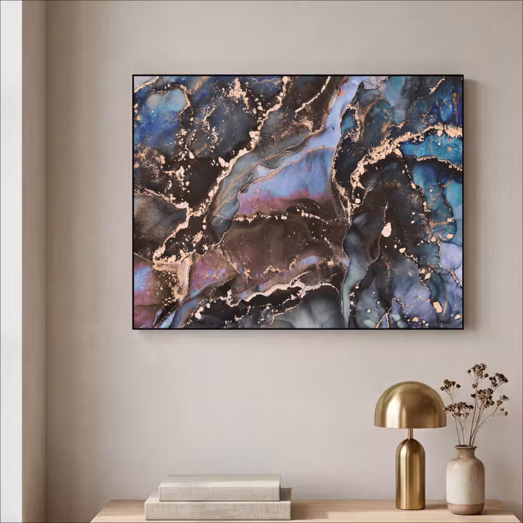 Marmer - Goud - Rosé Textielframe zwart klein -sfeer2