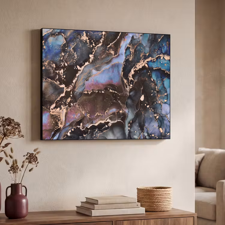 Marmer - Goud - Rosé Textielframe zwart klein -sfeer3