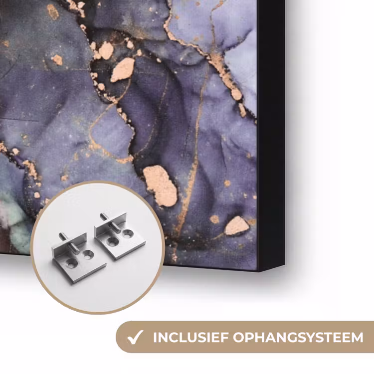 Marmer - Goud - Roze Textielframe zwart klein -USP_ophangsysteemNL