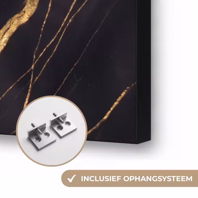 Marmer - Goud - Textuur - Abstract - Zwart Textielframe zwart klein -USP_ophangsysteemNL