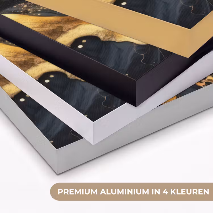 Marmer - Goud - Zwart - Abstract - Modern Textielframe zwart klein -USP_kleurenNL