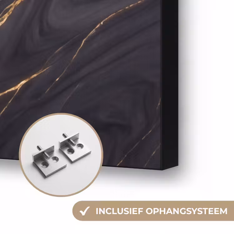Marmer - Goudaders - Abstract - Modern - Zwart Textielframe zwart klein -USP_ophangsysteemNL