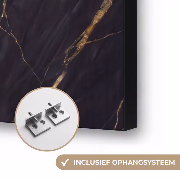 Marmer - Gouden aders - Abstract - Zwart Textielframe zwart klein -USP_ophangsysteemNL