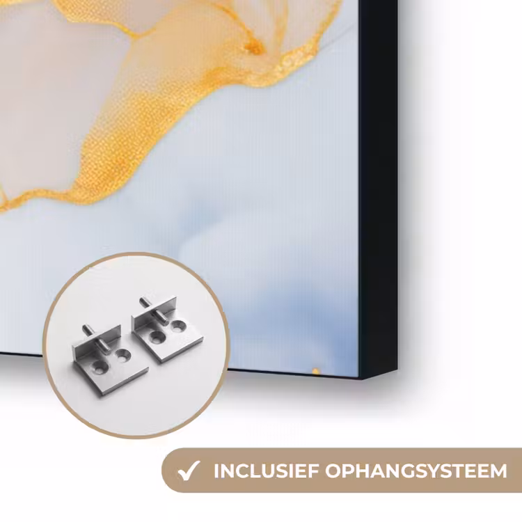 Marmer - Paars - Lila - Goud - Abstract Textielframe zwart klein -USP_ophangsysteemNL