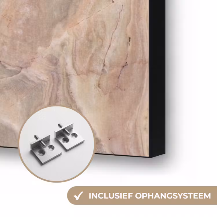 Marmer - Patroon - Abstract - Beige - Groen Textielframe zwart klein -USP_ophangsysteemNL