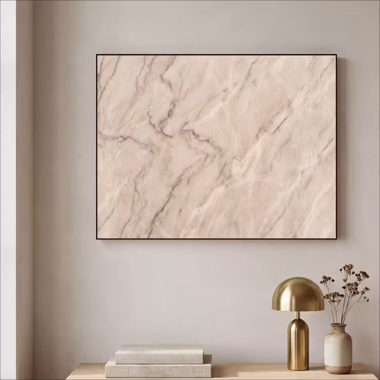 Marmer - Patroon - Abstract - Modern - Beige Textielframe zwart klein -sfeer2