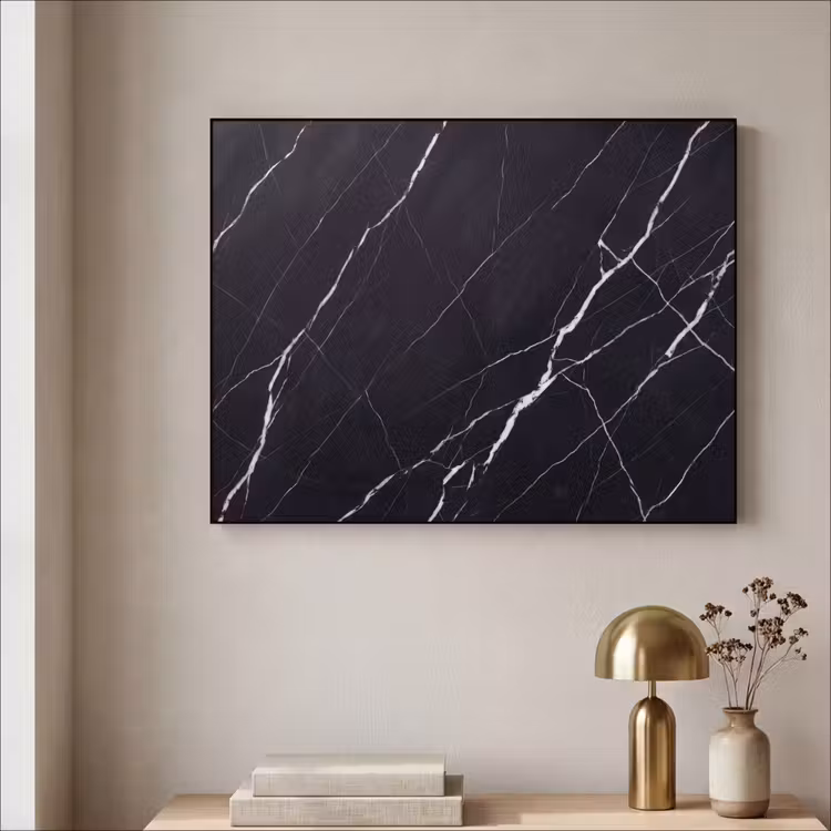 Marmer - Patroon - Abstract - Modern - Zwart Textielframe zwart klein -sfeer2